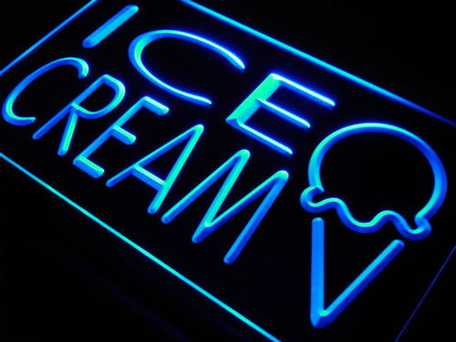 Ice Cream Display Shop Cafe Bar Neon Light Sign